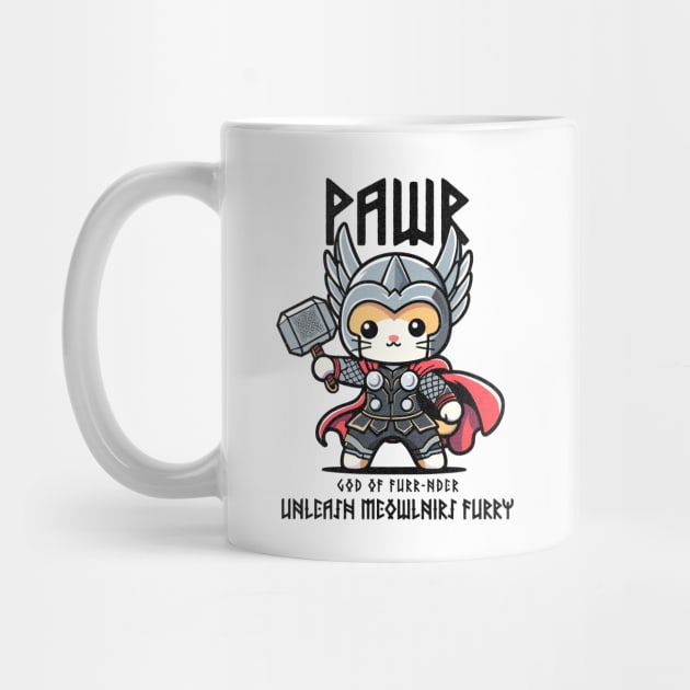 Kawaii Cat in Thor Costume - Almighty Pawr! by Designed By Marty